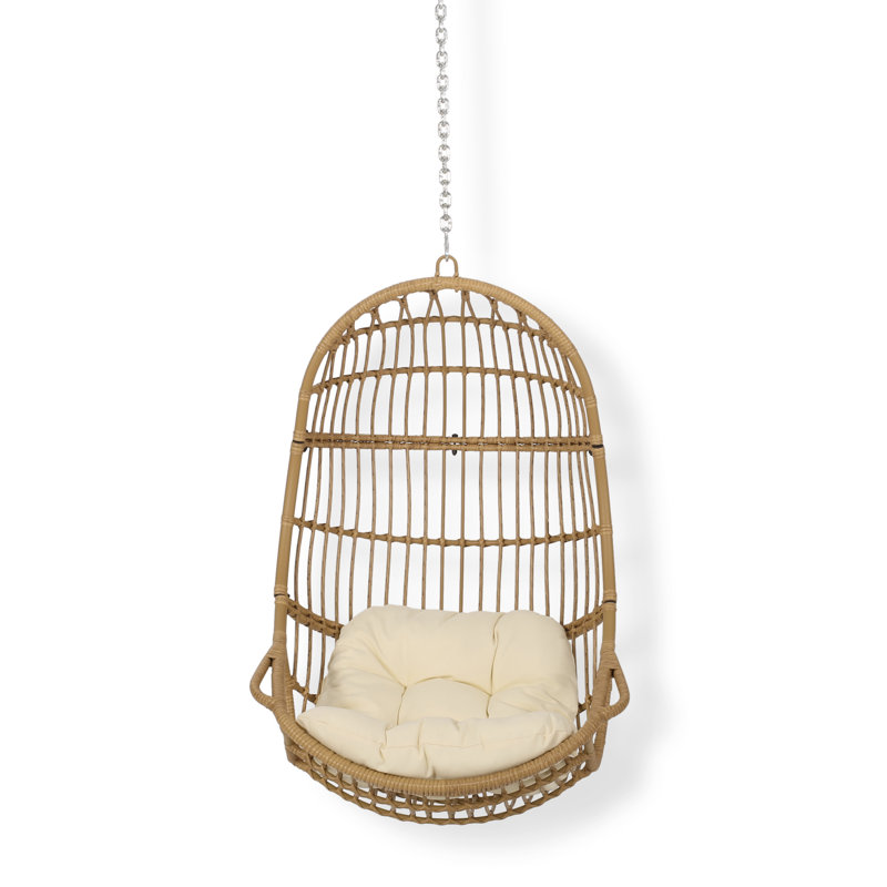 Porch Swing, Light Brown Frame/Beige Cushion