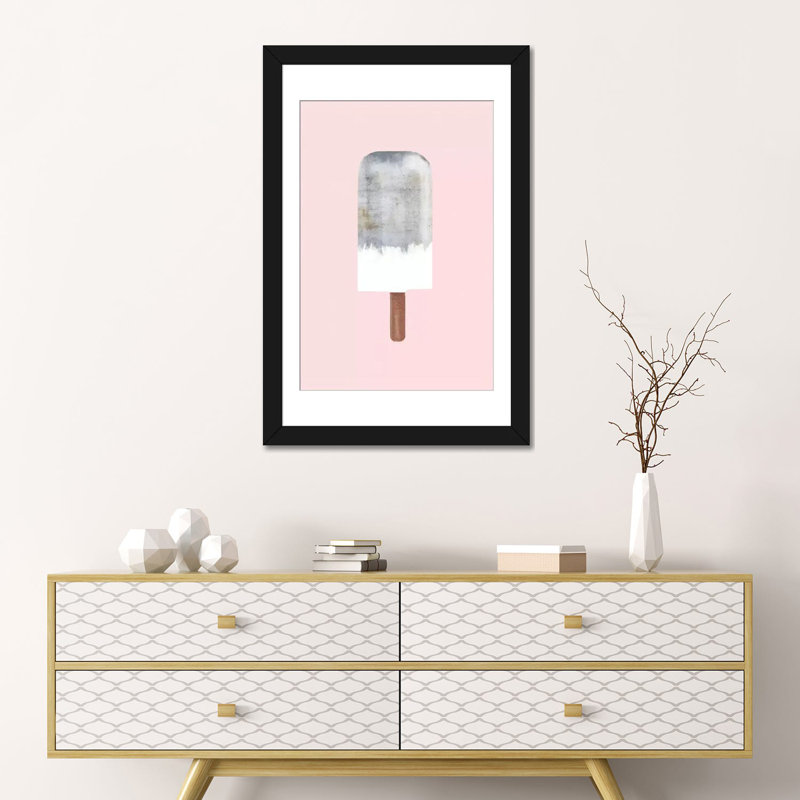 «Concrete Popsicle», impression sur toile tendue, H 24 po x l 16 po x P 1 po, Papier beaux-arts encadré noir, Blanc
