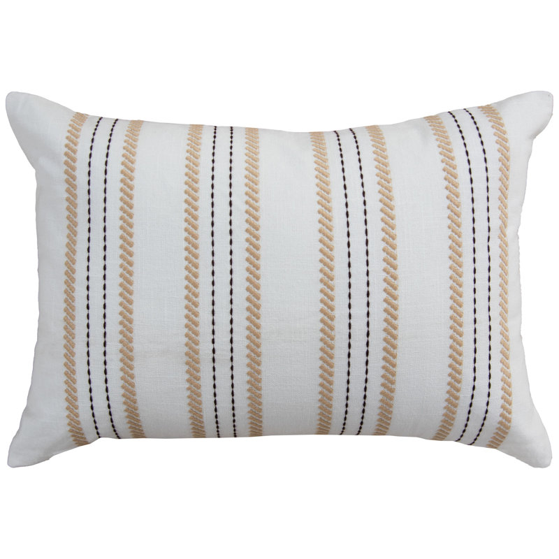 100% Cotton Down Filled Throw Pillow, Polyester, Black/White/Ivory