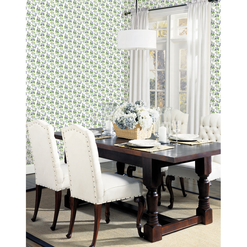 Pretty Prints Mini Rose 10.05m x 53cm Matte Wallpaper Roll, Navy/Green/White