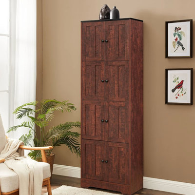 Armoire à 4 tablettes et 8 portes en noyer pour un rangement propre et ordonné - Créez un environnement de vie organisé