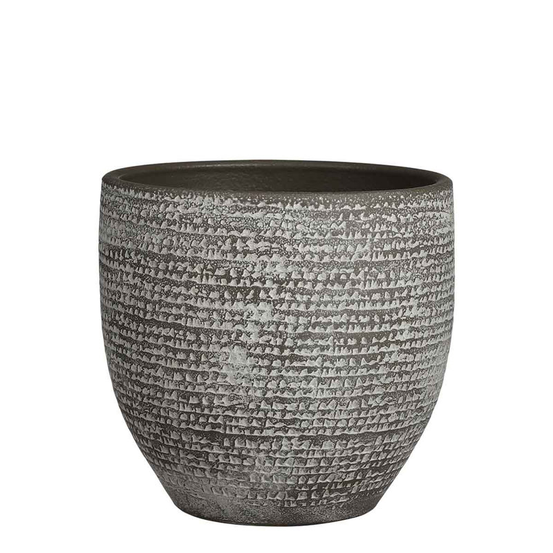 Cecilya Handcrafted Terracotta Indoor Pot Planter, 36cm H x 39cm W x 39cm D, Dark Grey