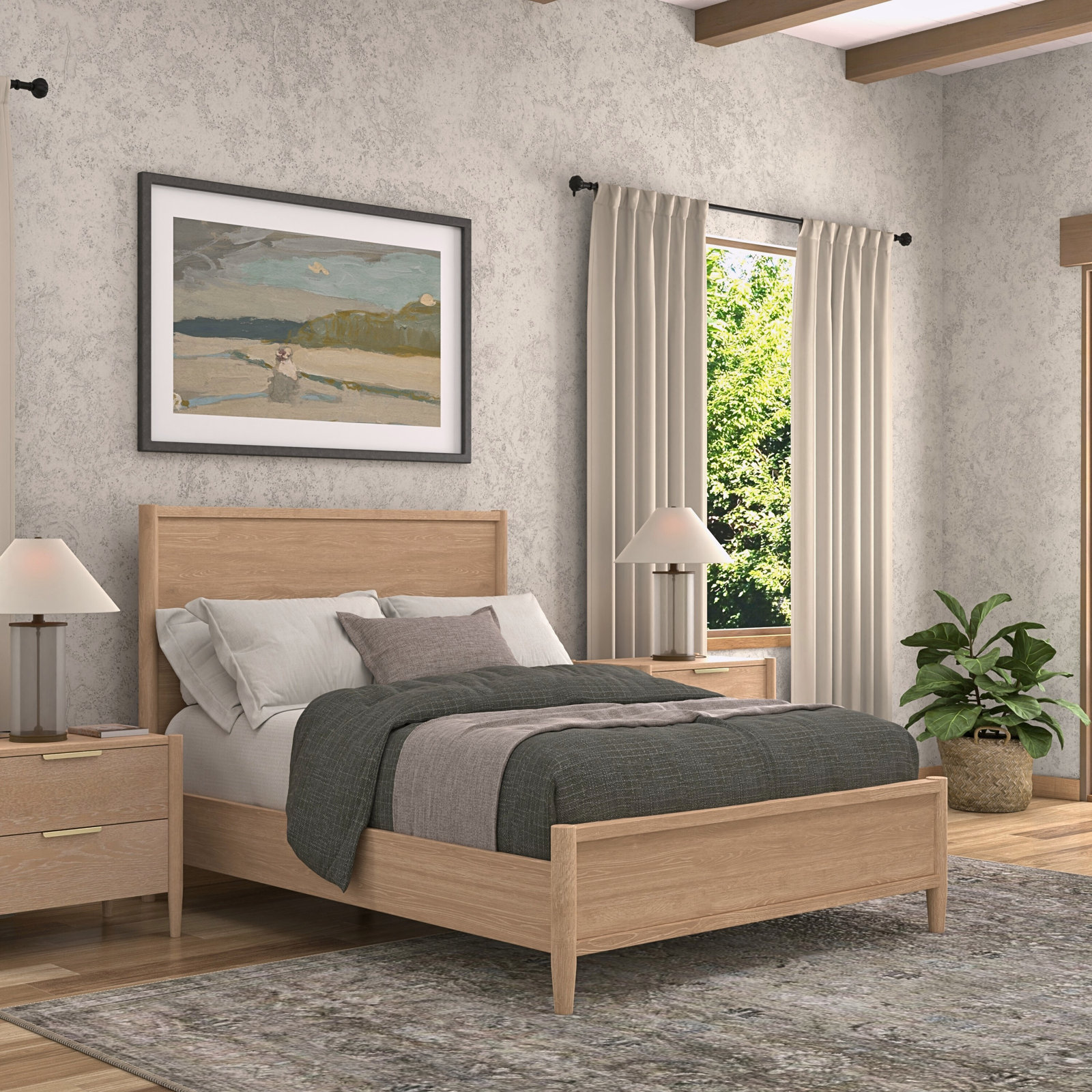 Reece Panel Bed, California King, Natural