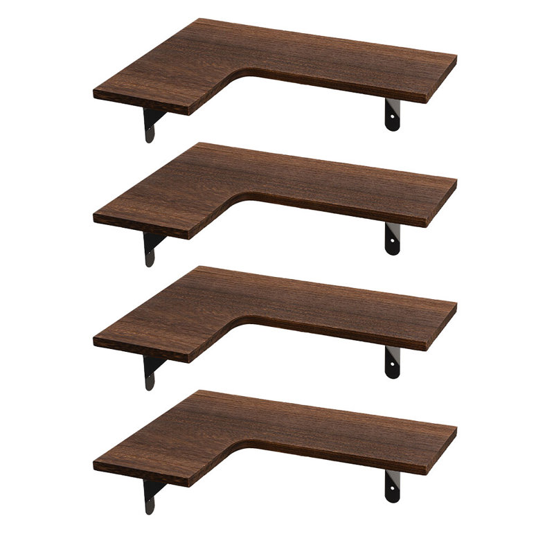 4 Piece Wood Bracket Shelf, Brown