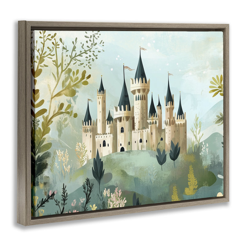 Cadre flottant princesse vue du château, design par Christine Simpson Art, Montalcino orme flottant encadré