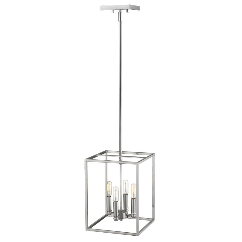 Luminaire suspendu géométrique simple 4 lumières Seadrift, Nickel satiné