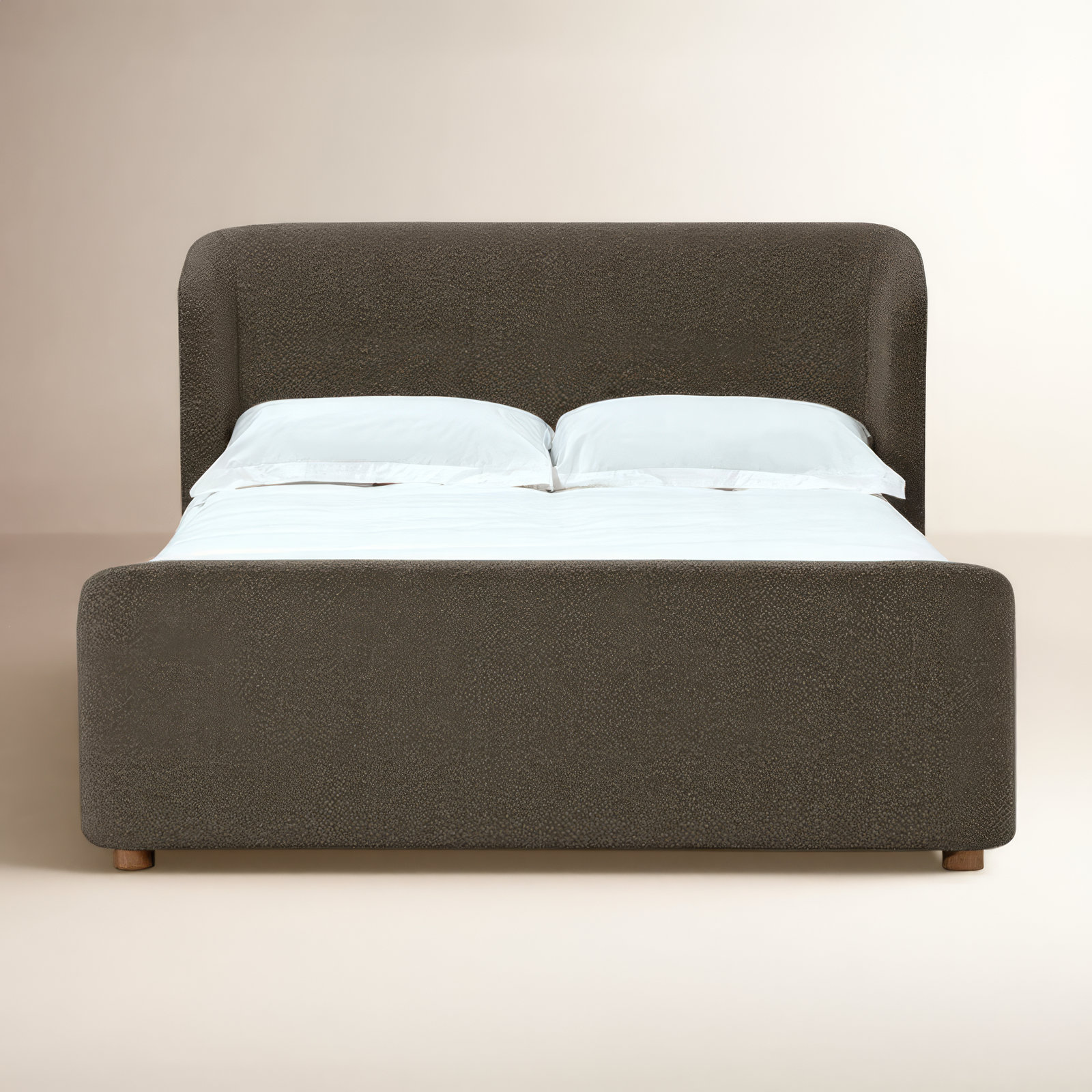 Kris Upholstered Platform Bed, King, Brown Boucle
