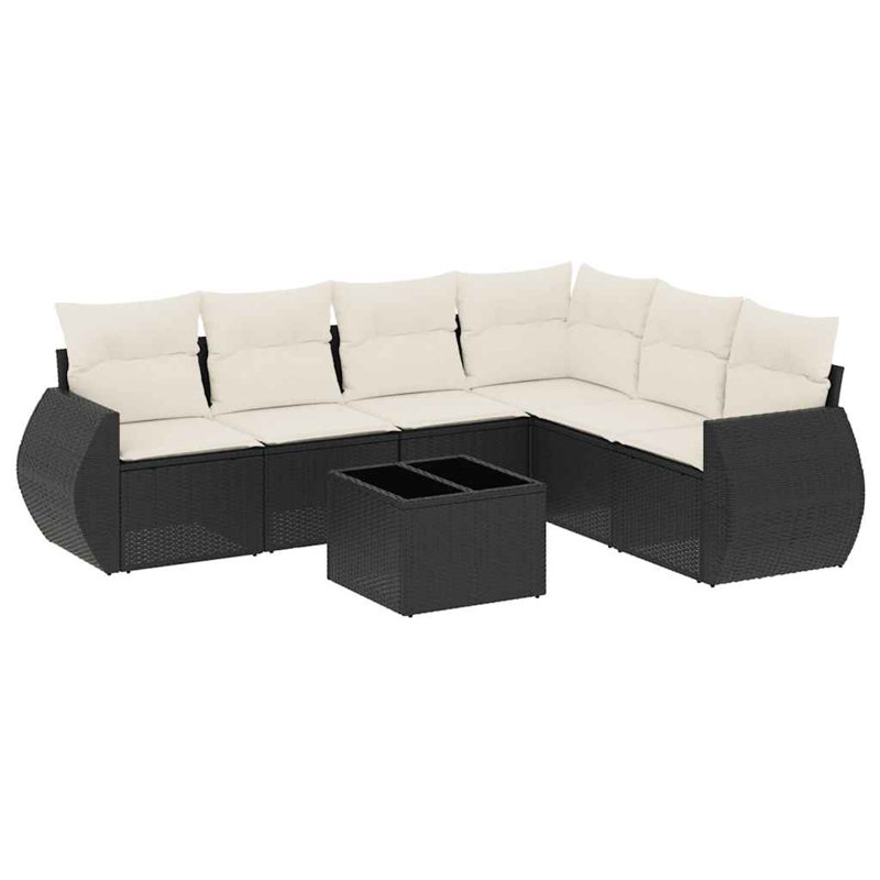 Ensemble de canapé modulaire en rotin PE noir 7 pièces Vidaxl