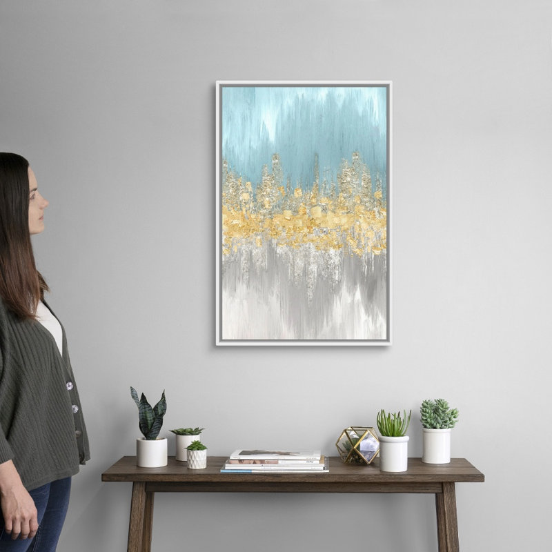 « Neutral Wave longueurs II » par Eva watts, reproduction d’art sur toile, H 32 po x l 22 po x P 1,75 po, Cadre blanc