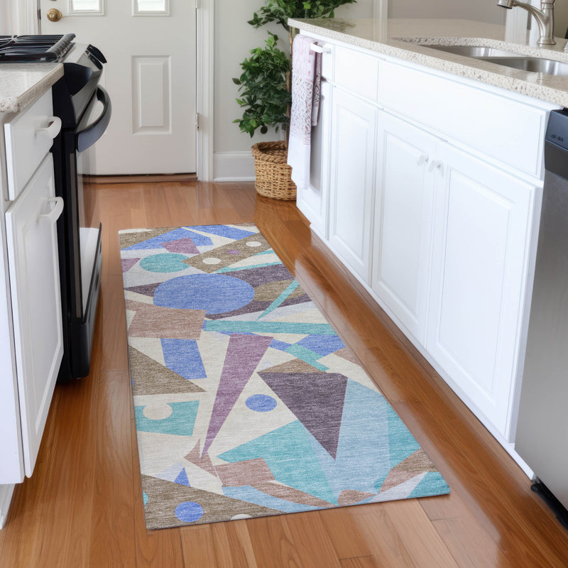 Premium Machine Washable Mehara AMF1693 Geometric Rug, Runner 2'3" x 7'6"