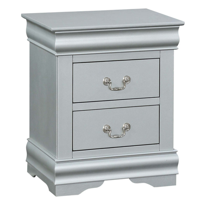 2-Drawer Nightstand, Silver