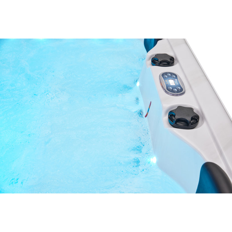 Luxury Spas 240 Volt 5 Person Social - Person 47 - Jet Acrylic Square Hot Tub With Ozonator In Gray