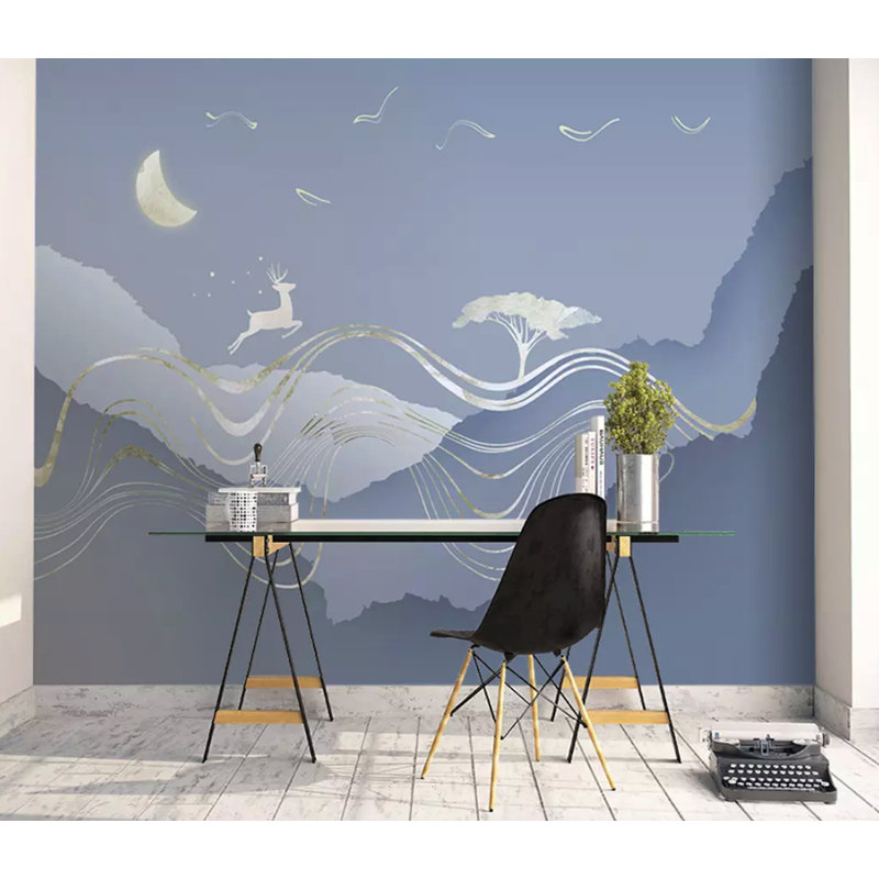 Papier peint amovible paysage, L 35,04 po x l 55 po
