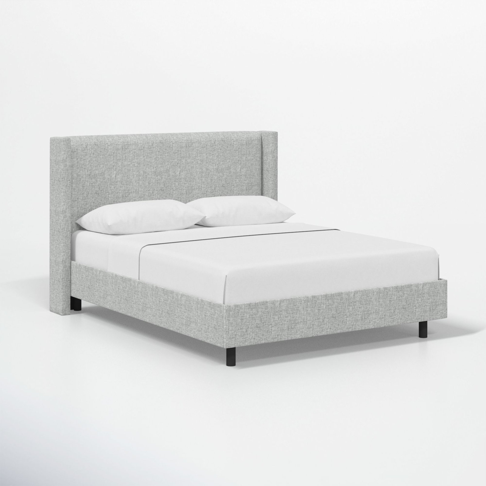 Hanson Upholstered Wingback Platform Bed, Full, Zuma Pumice Textured Linen