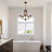 Farmhouse 5-light Black Chandelier With Wood Finish Metal,  21" Candle Style Ceiling Light For Kitchen Island And Dining Room-123350230