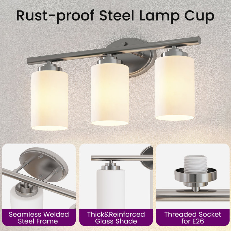 Brushed Nickel 3-Light Vanity Light, Nickel