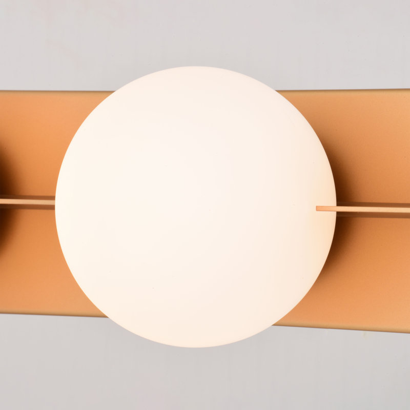 Kristan 3-Light 24 inch Wide Satin Brass Gold Mid-Century Modern Bathroom Vanity Lighting Fixture, Frosted Opal Glass Shade, Dimmable LED Compatible Over the Mirror Wall Mounted Full Backplate
