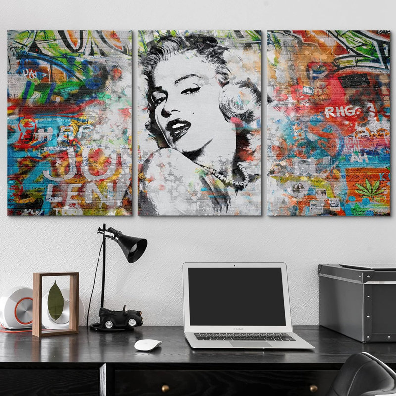 Pop Urban Street " Spray Paint Style Marilyn Monroe Graffiti & Street Art Colorful Modern Art Urban Portrait " 3 - Pieces