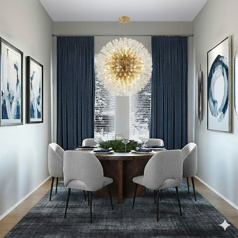 Lustre en cristal Spoutnik transitionnel 30 lumières, Laiton