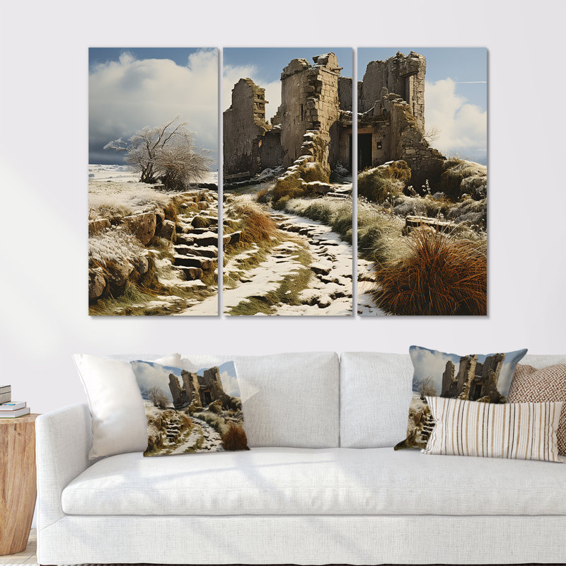 «Castles Winter Beauty - Châteaux», ensemble d'art mural, Toile tendue, H 40 po x l 60 po x P 1 po
