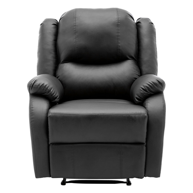 Aistis Faux Leather Manual Recliner, Black