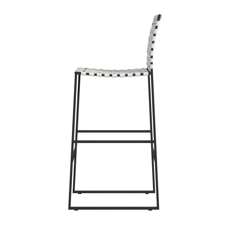 Butler Urban Brown Woven Leather Bar Stool, Bar Stool (30" Seat Height), White/Black