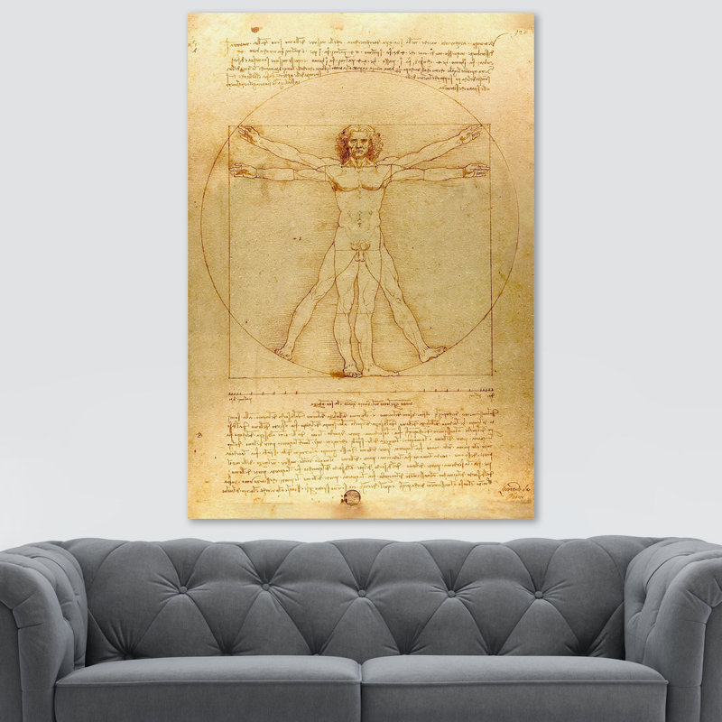 Vitruvian Man by Leonardo Da Vinci - Wrapped Canvas Print, 41cm H x 31cm W x 4cm D