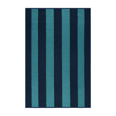 Machine Washable Checkered Blue Area Rug