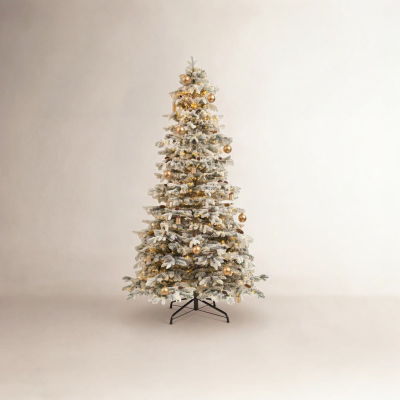 Arbre de Noël épinette mince givré pré-éclairé, 9'