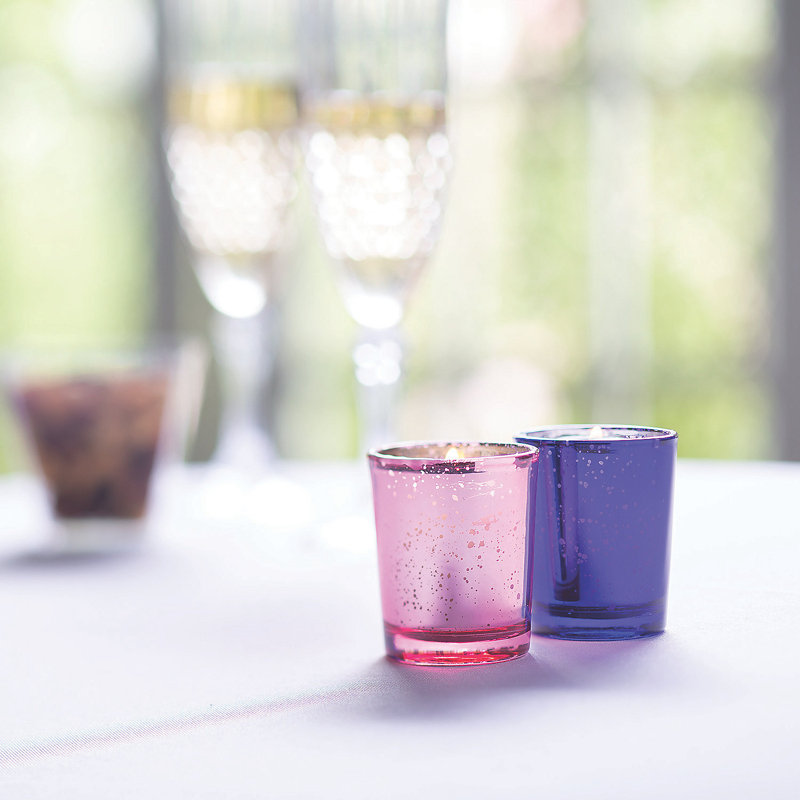 Glass Tabletop Votive Holder Set, Pink, 12