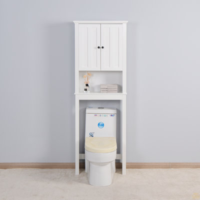 Bathroom Wooden Storage Cabinet Over-The-Toilet Space Saver with a Adjustable Shelf