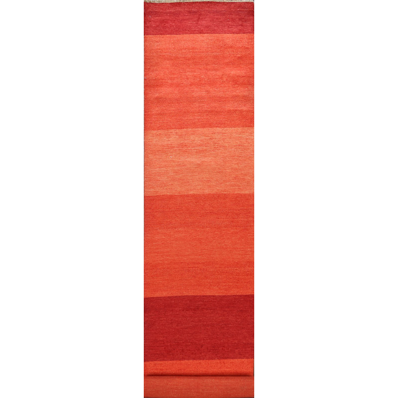 Tapis de couloir unique en laine noué à la main 3 pi 2 po x 19 pi 9 po New Age
