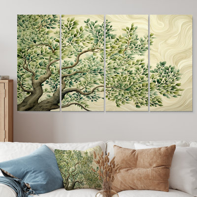 «Tree American Basswood Collage I», ensemble d'art mural 4 pièces
