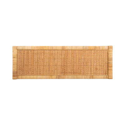Coastal Tiered Rattan Entry Console Table