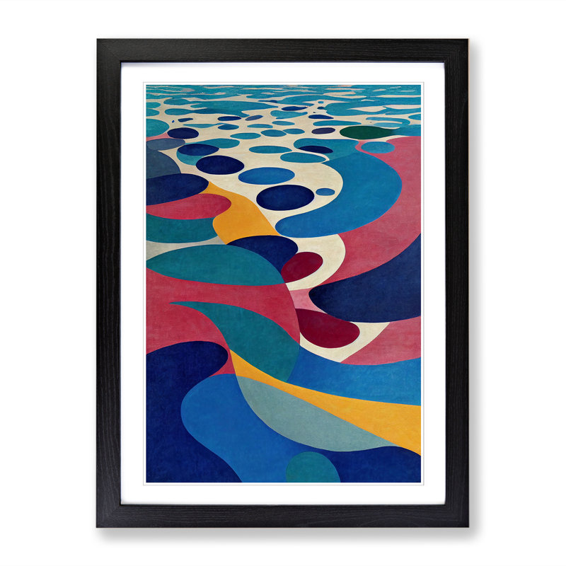 Seascape Abstract Vol.1 - Single Picture Frame Print, 34cm H x 25cm W x 2cm D, Walnut