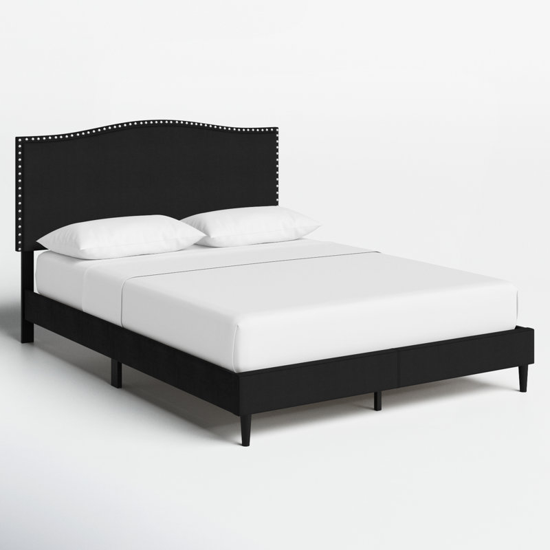 Lit plateforme tapissier Arne, Double, Noir