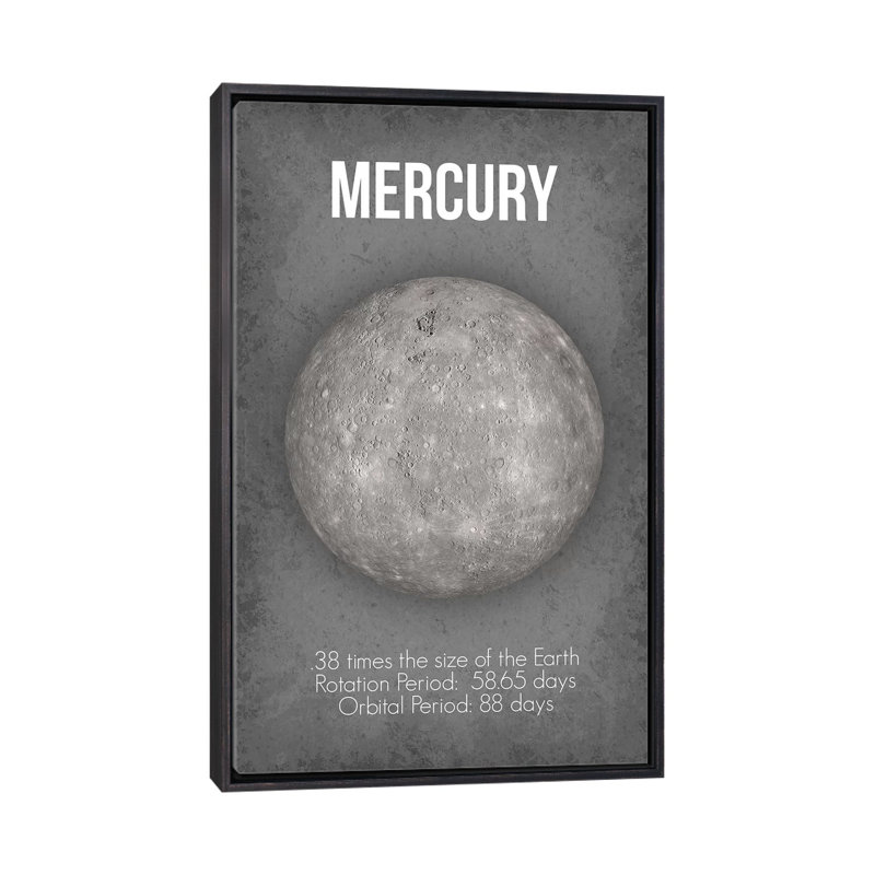 Décoration murale pour enfants Mercury, H 40 po x l 26 po x P 1,5 po, Toile avec cadre noir patiné