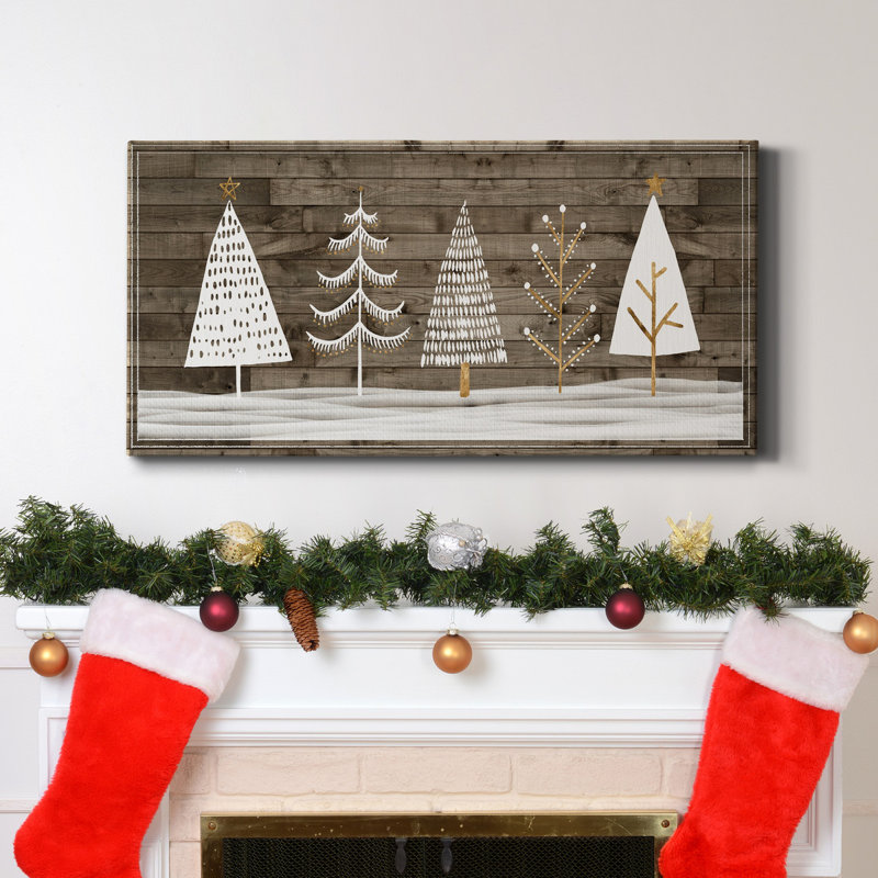 Wooded White Christmas Collection D Premium Gallery Wrapped Canvas - Ready To Hang, 8" H x 16" W x 1.5" D