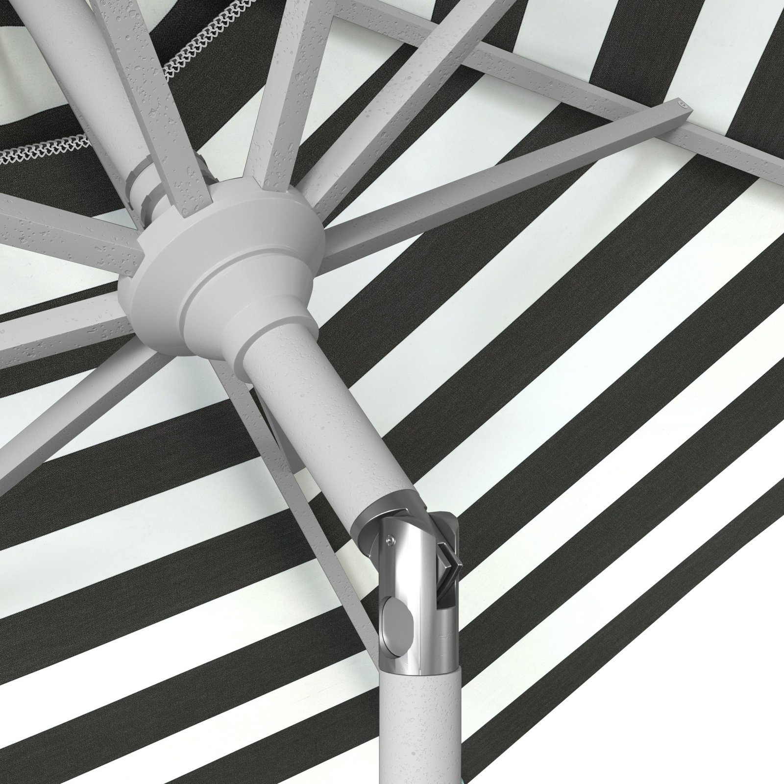 90'' Outdoor Umbrella, Sunbrella®, White, Cabana Classic Black Stripe Sunbrella®