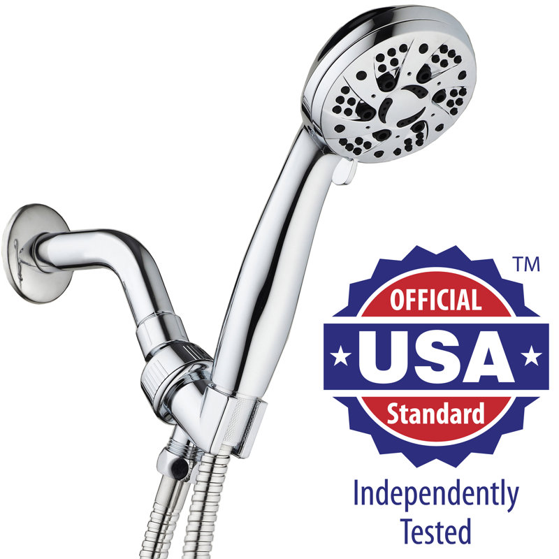 Chrome 6-Setting Handheld Shower Head with Hose