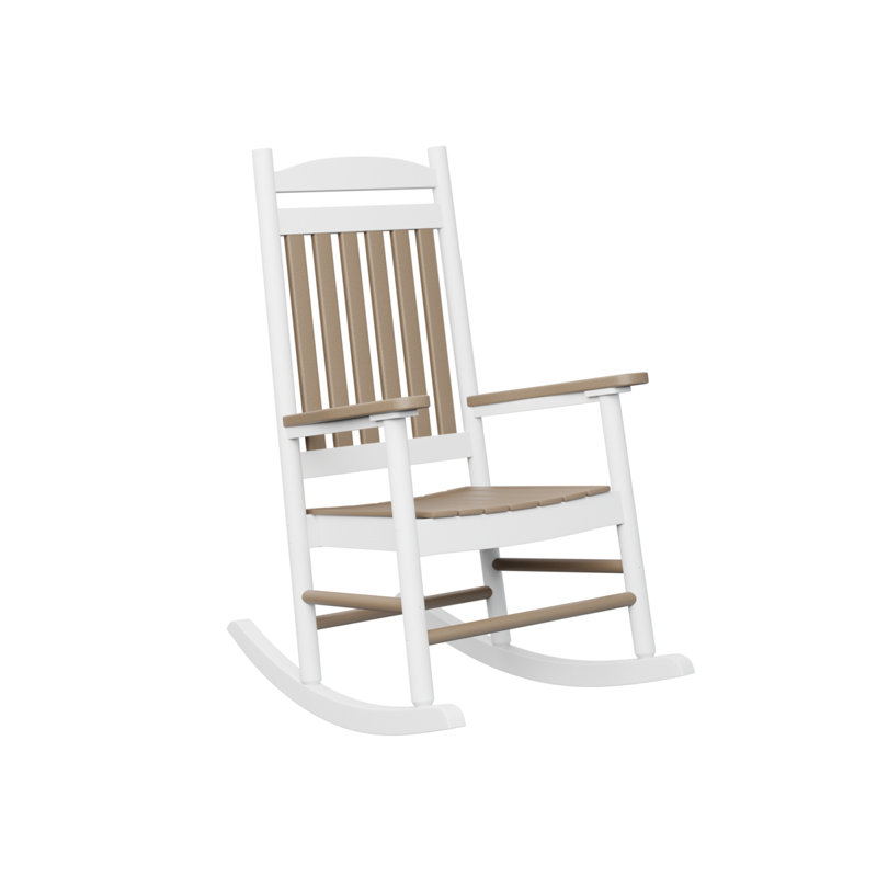 Casual Back Outdoor Rocker Chair, Weatherwood/White