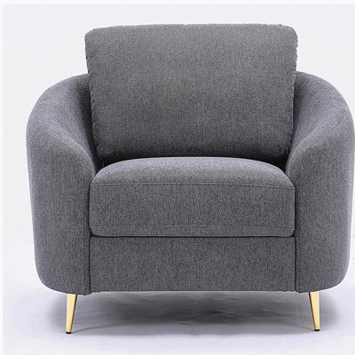 Fauteuil d'appoint gris à dossier lâche