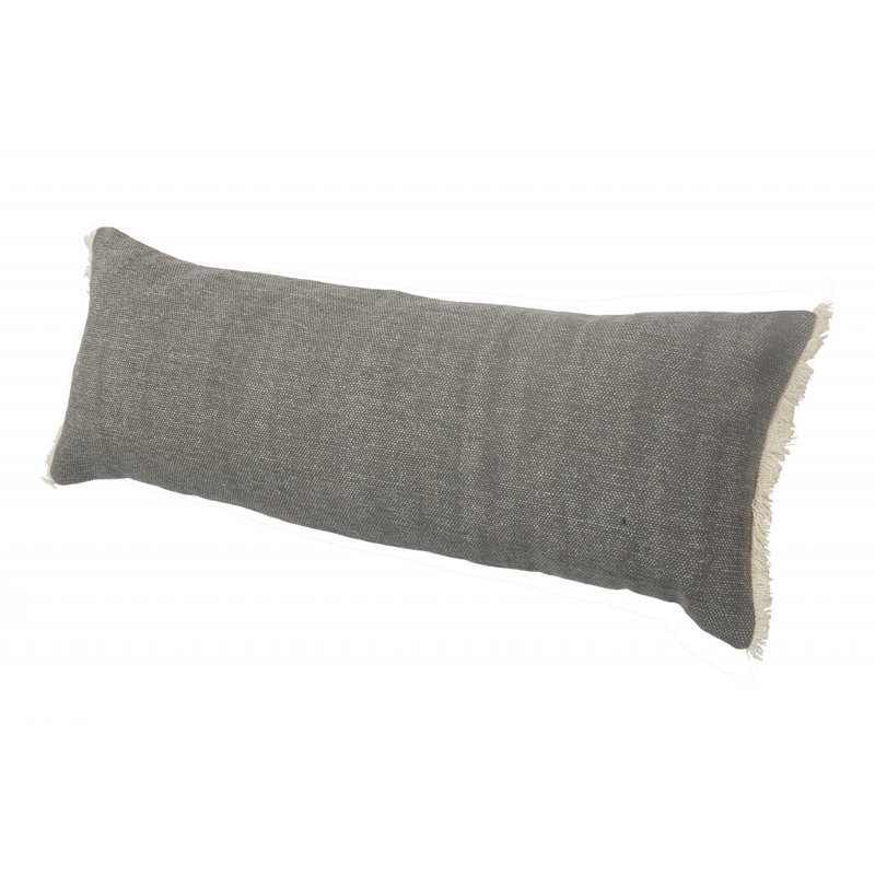 14" X 36" 100% Cotton Zippered Pillow, Gray/Off White