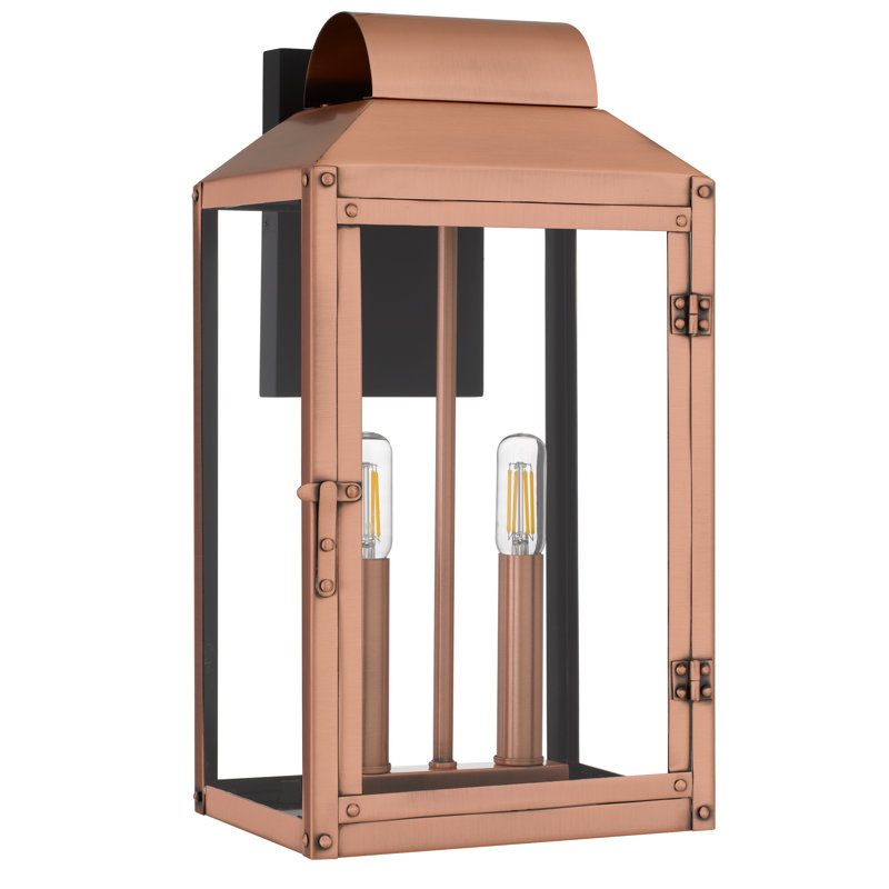 Lanterne murale d'extérieur en cuivre vieilli 2 lumières Beryn, H 15,5 po x l 8 po x P 7 po, Deux lumières