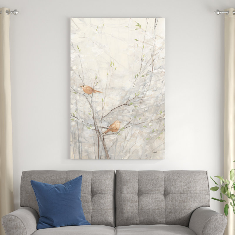 Oiseaux dans les arbres II - brun, H 48 po x l 32 po