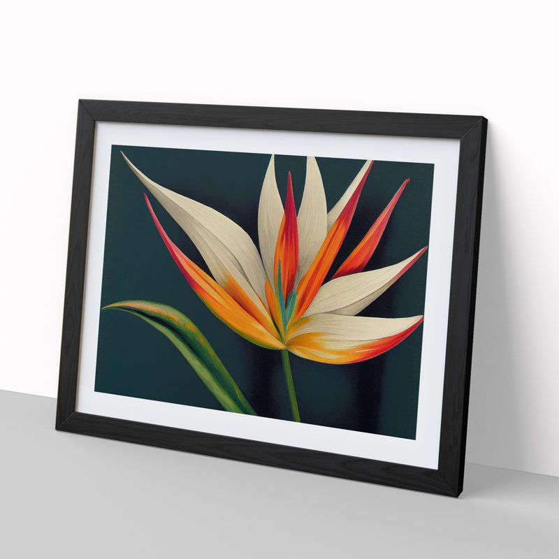 Meaningful Bird Of Paradise Flower 1 Piece Single Picture Frame Painting, 25cm H x 34cm W x 2cm D, Black