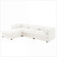 Canapés modulaires | Ensemble de salon contemporain en L à 3 places avec siège de rangement et repose-pieds | Blanc / chenille-1187258498
