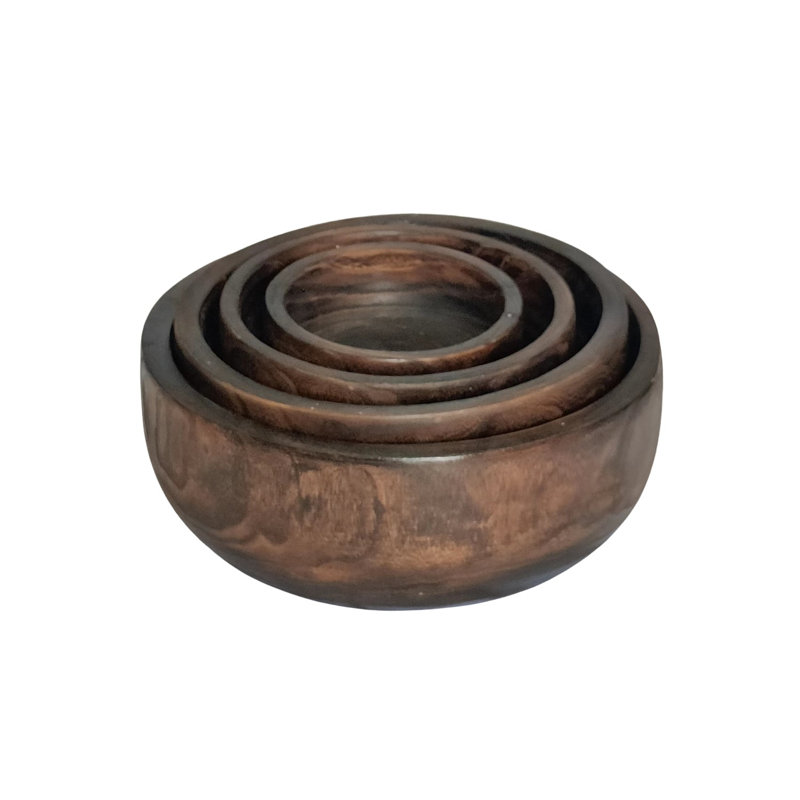 Bols ronds décoratifs en bois "Coconino" (ensemble de 4 assortis)