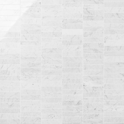 Carrara Carreau de marbre et de plancher en marbre poli 1,96 po x 7,87 po (caisse de 6,45 pieds carrés / caisse)