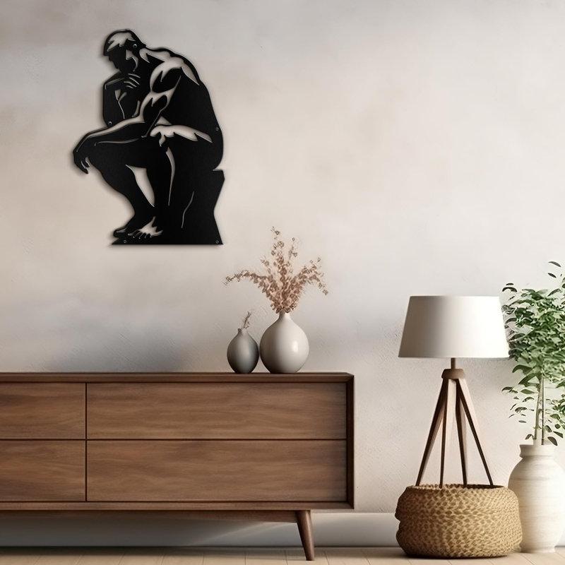 Décoration murale en métal, H 24 po x l 16 po x P 0,05 po, Noir